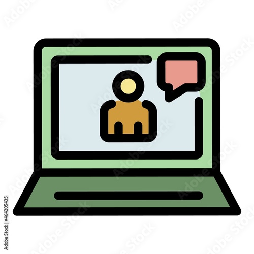 Laptop storyteller icon. Outline laptop storyteller vector icon color flat isolated