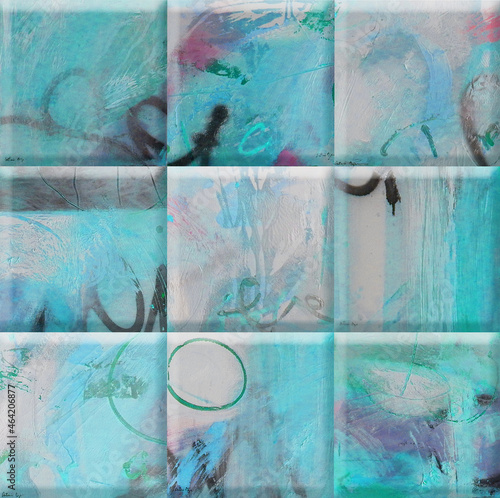 Konstfotografi Colorful wall art mixed digital tiles design for interior home or ceramic tiles design
