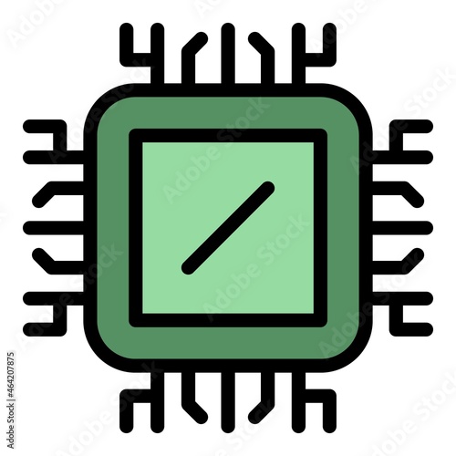 Think cpu icon. Outline think cpu vector icon color flat isolated