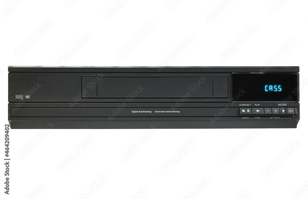 Old video recorder 1980s 1990s isolated on white background. Old video recorder 1980s 1990s isolated on white background.