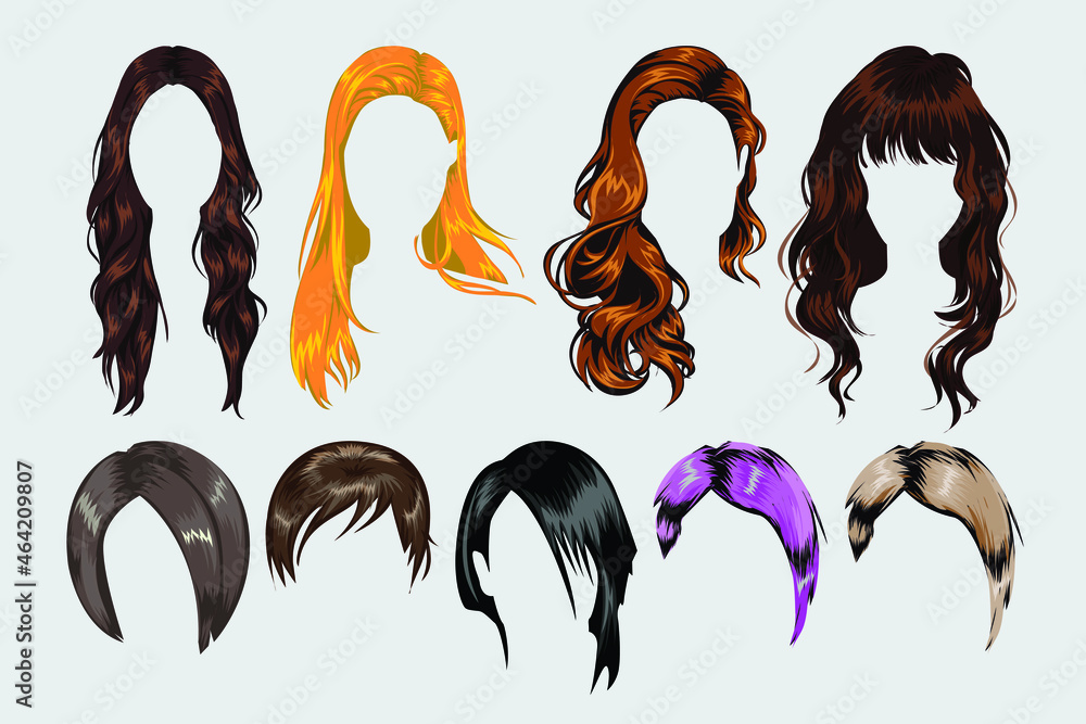 Set of woman hair styling vector illustration Stock Vector | Adobe Stock