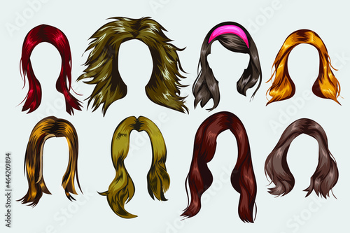 Set of woman hair styling vector illustration