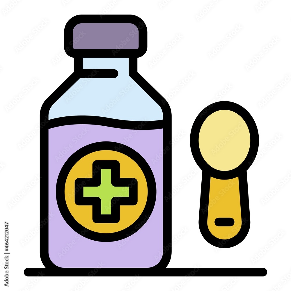Closed syrup bottle icon. Outline closed syrup bottle vector icon color flat isolated Closed syrup bottle icon. Outline closed syrup bottle vector icon color flat isolated