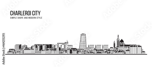 Cityscape Building Abstract Simple shape and modern style art Vector design - Charleroi city photo