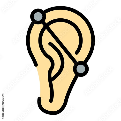 Line ear piercing icon. Outline line ear piercing vector icon color flat isolated
