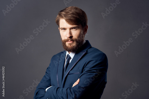 The man in a suit emotions hand gestures isolated background © SHOTPRIME STUDIO