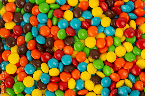 Close Up Of A Pile Of Colorful Chocolate Coated Candy Background