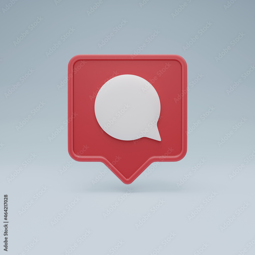 Social media comment notification icon on pastel blue background with shadow. The message, news, communication, talk, chat speech bubble - 3D illustration Social media comment notification icon on pastel blue background with shadow. The message, news, communication, talk, chat speech bubble - 3D illustration