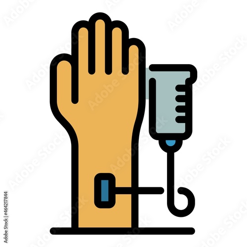 Hand anesthesia icon. Outline hand anesthesia vector icon color flat isolated
