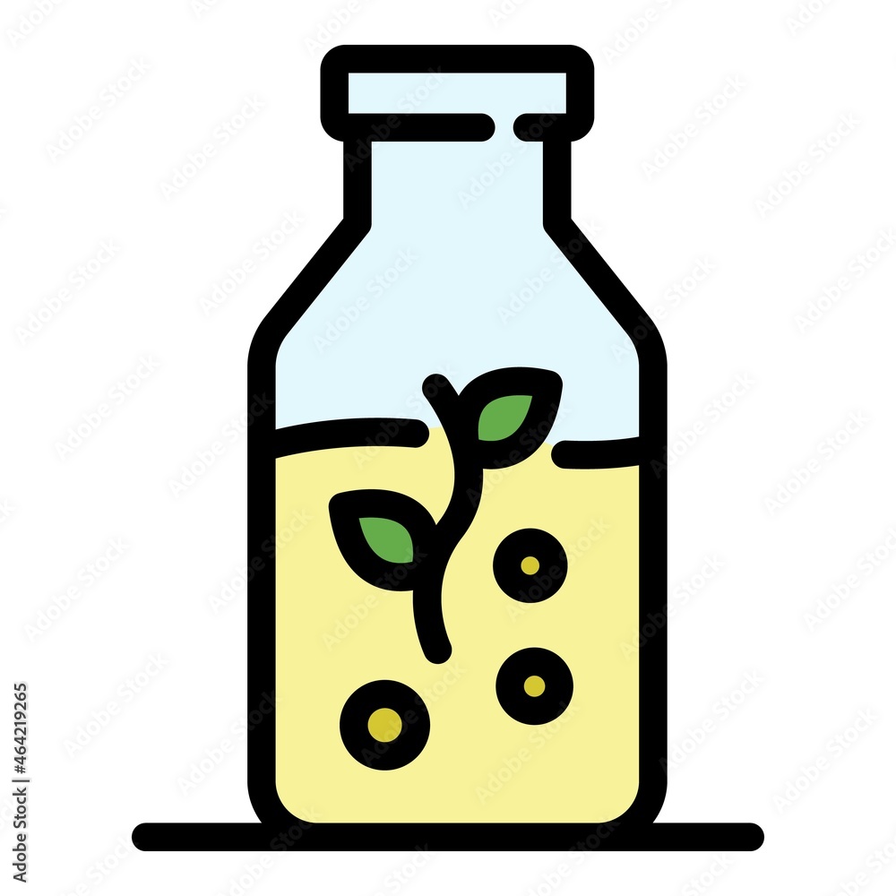 Bottle with a sprig icon. Outline bottle with a sprig vector icon color flat isolated Bottle with a sprig icon. Outline bottle with a sprig vector icon color flat isolated