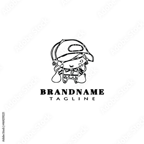 caretaker logo cartoon icon design template black isolated vector cute