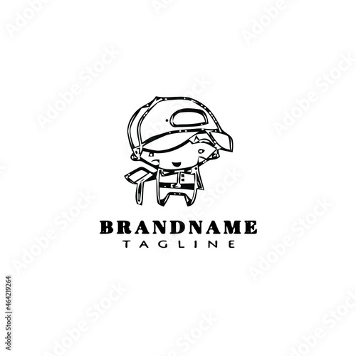 cute caretaker logo cartoon icon design template black isolated vector illustration