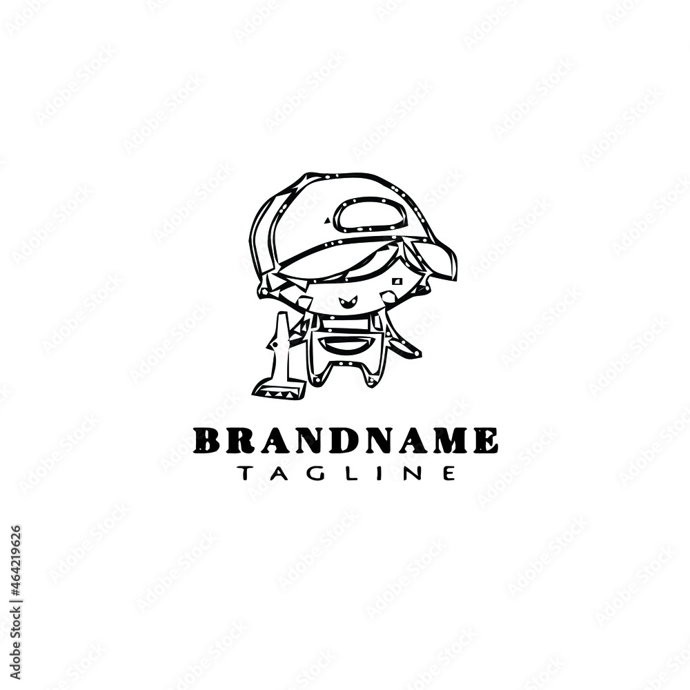 Obraz premium caretaker logo cartoon icon design template black isolated cute illustration