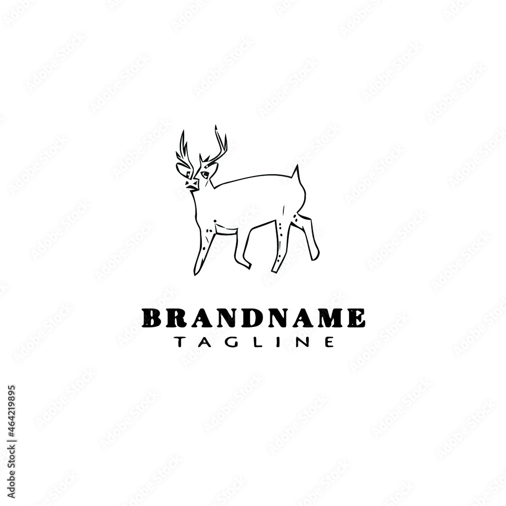 deer or caribou logo cartoon icon design template black isolated vector simple