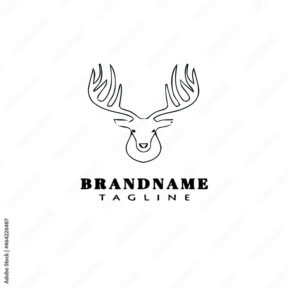 deer or caribou logo cartoon icon design template black isolated concept illustration