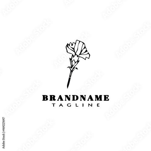 carnation flower logo cartoon icon design template black isolated vector flat