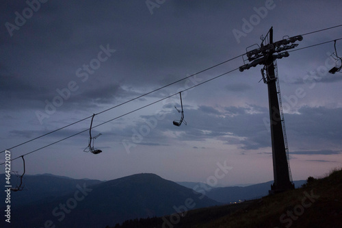 empty chairlift, guest decline in winter tourism