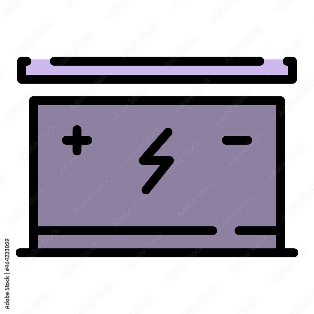 Car battery icon. Outline car battery vector icon color flat isolated Car battery icon. Outline car battery vector icon color flat isolated