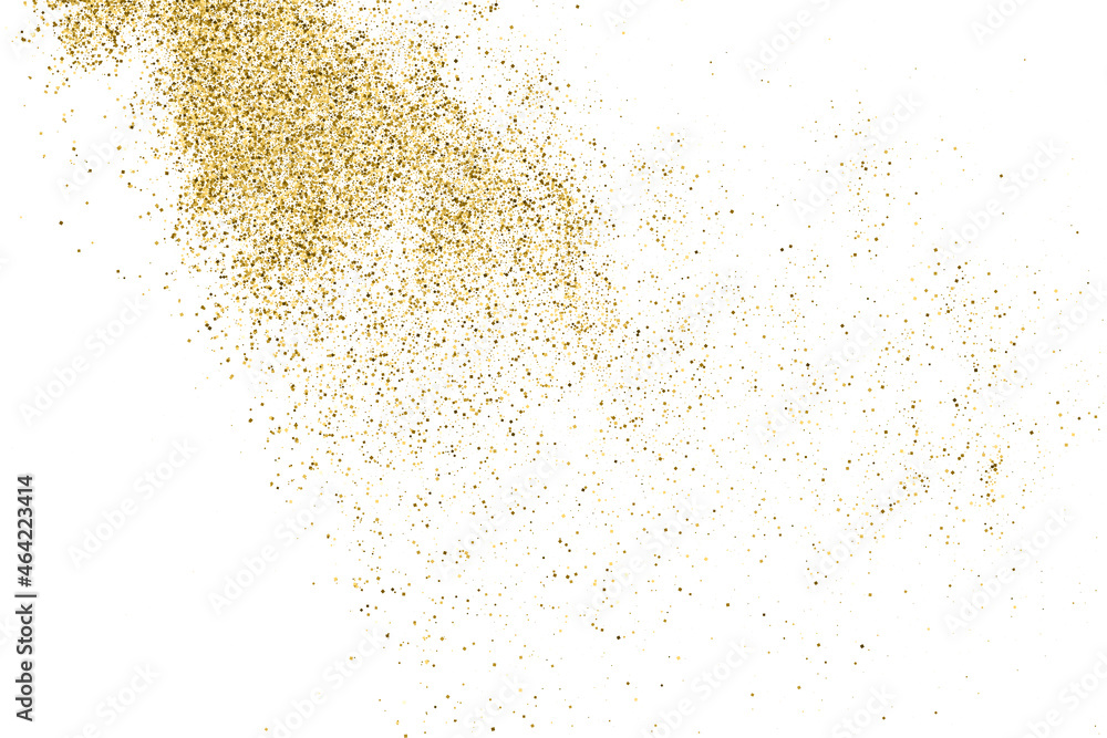 Gold Glitter Texture Isolated On White. Goldish Color Sequins. Celebratory Background. Golden Explosion Of Confetti. Vector Illustration, Eps 10.