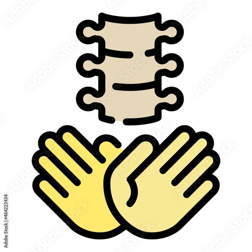 Spine and arms icon. Outline spine and arms vector icon color flat isolated
