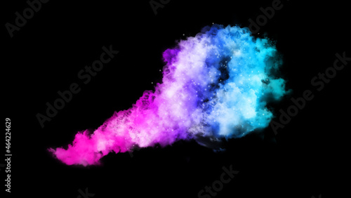 Realistic colorful fog on black background. 