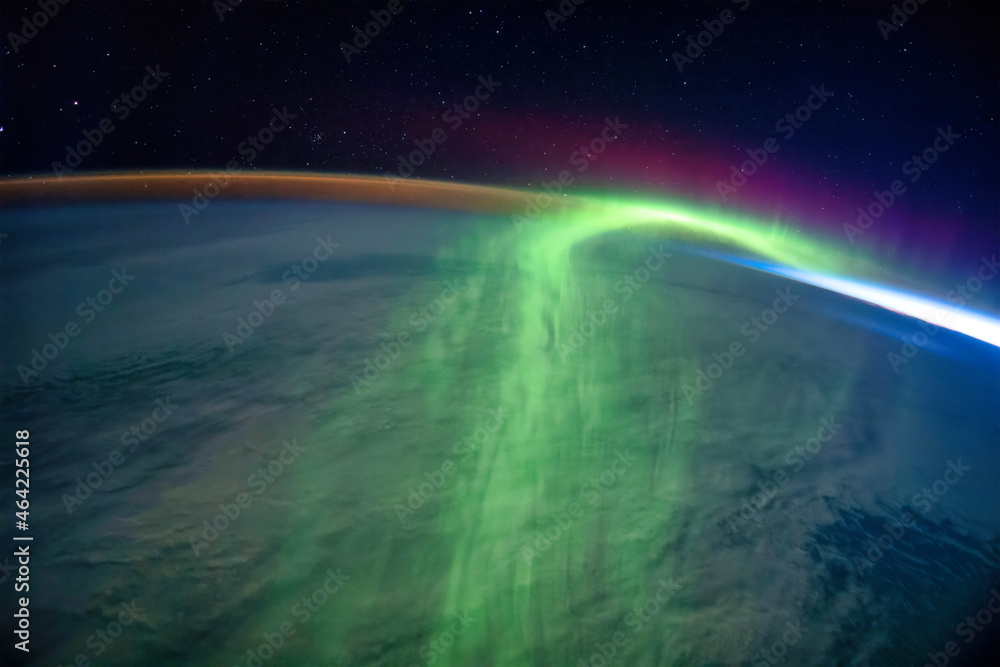 Fototapeta premium Aurora Borealis, Digital Enhancement. Elements of this image furnished by NASA