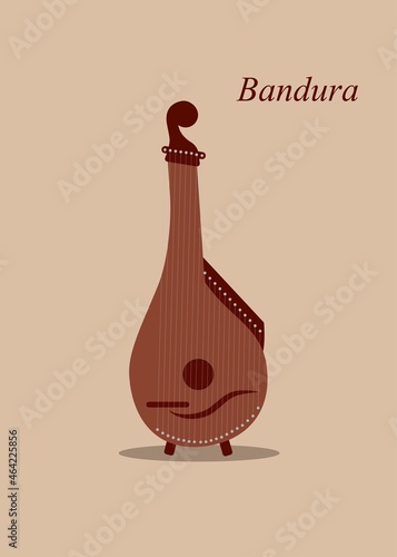 Bandura vector icon. Ukrainian national plucked string musical instrument. Bandura flat icon.