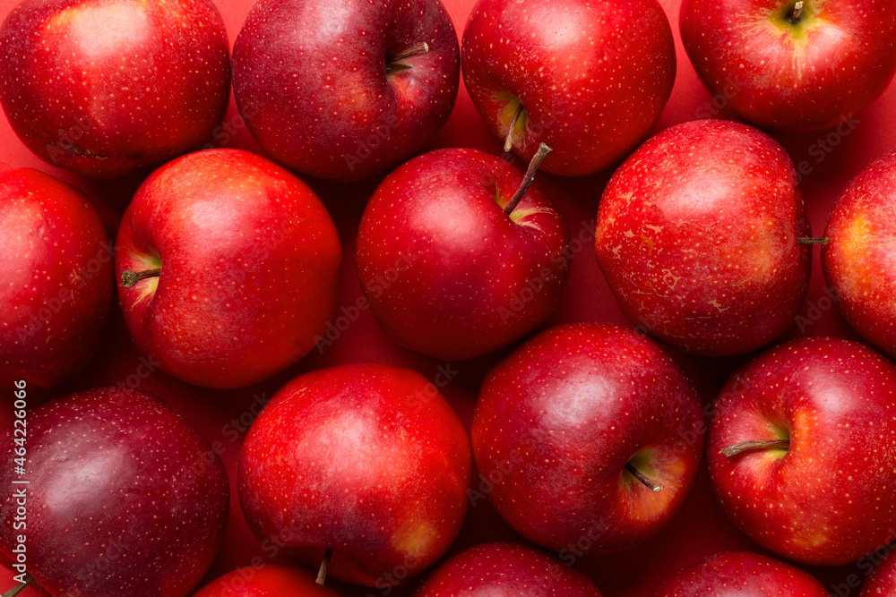 Fresh ripe red apples as background. Top view of natural apples Fresh ripe red apples as background. Top view of natural apples