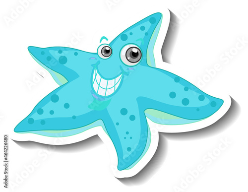 Sea Animal Cartoon Sticker with Cute Starfish
