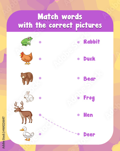 Match the words with the correct pictures worksheet template