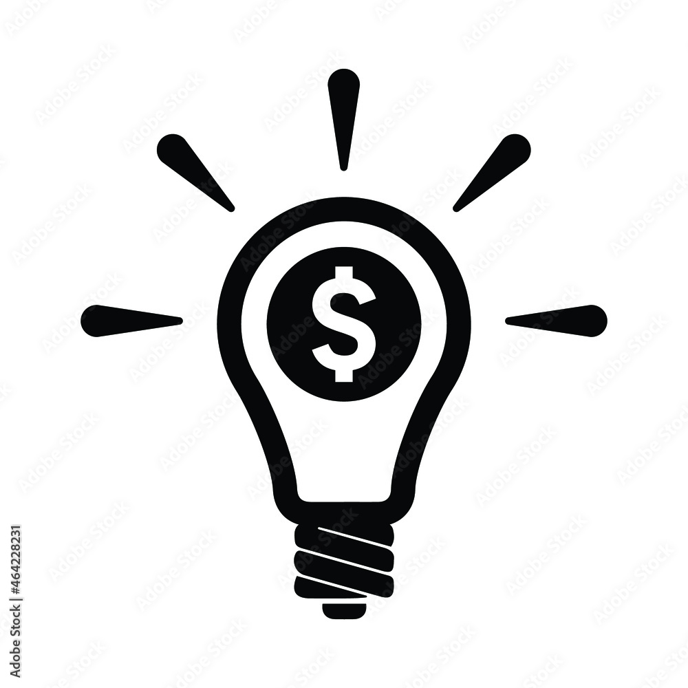 Intelligent, idea, dollar icon. Black vector graphics. Intelligent, idea, dollar icon. Black vector graphics.