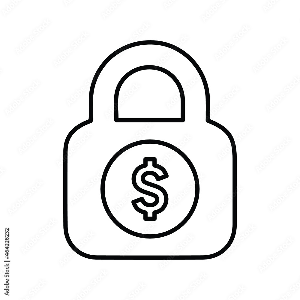 Locked, lock, dollar line icon. Outline vector. Locked, lock, dollar line icon. Outline vector.