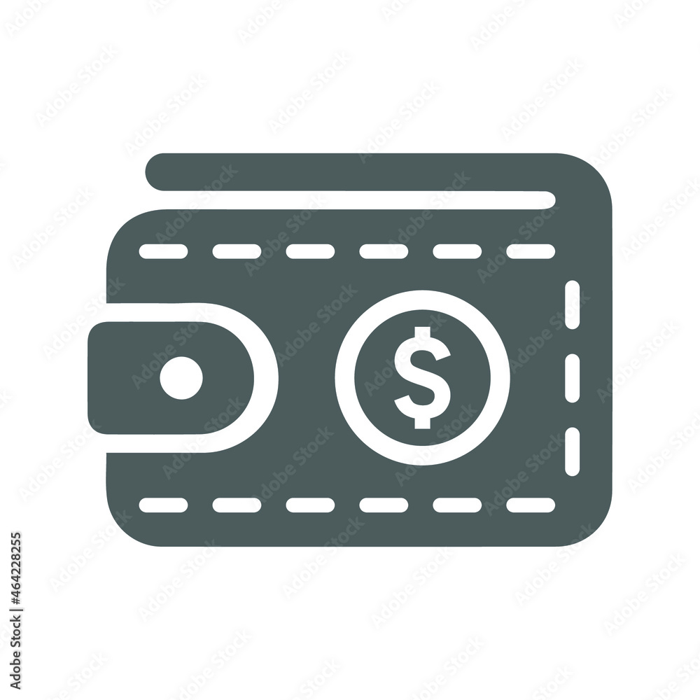 Money, wallet, dollar icon. Gray vector graphics. Money, wallet, dollar icon. Gray vector graphics.