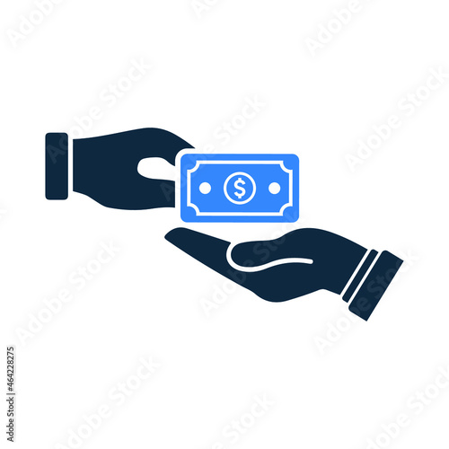 Money transfer, payment, hand icon. Simple editable vector design isolated on a white background.