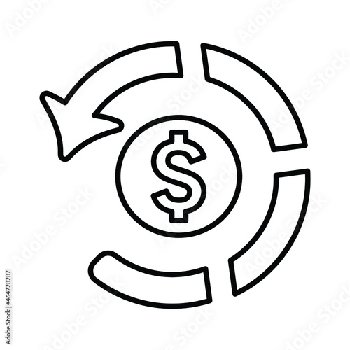 Refund, restore, money back outline icon. Line art vector.