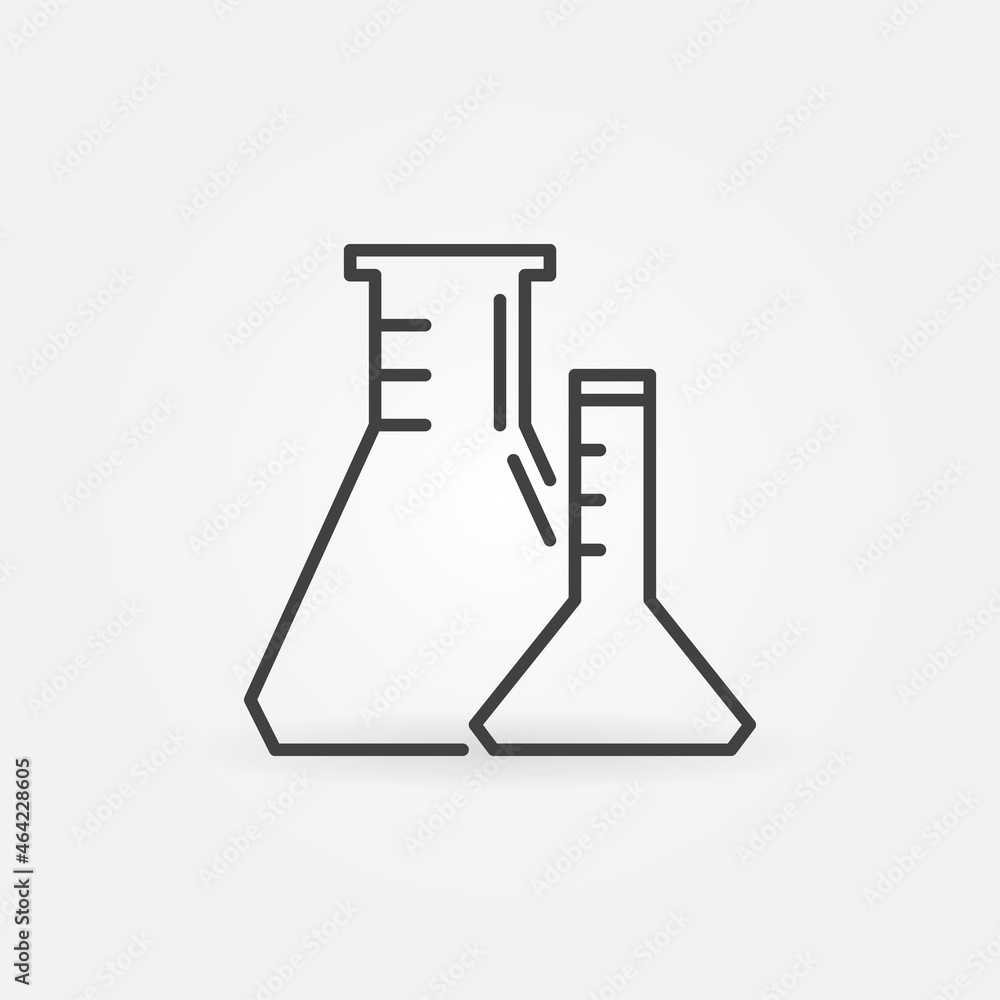 Lab Erlenmeyer Flasks vector thin line concept icon Lab Erlenmeyer Flasks vector thin line concept icon