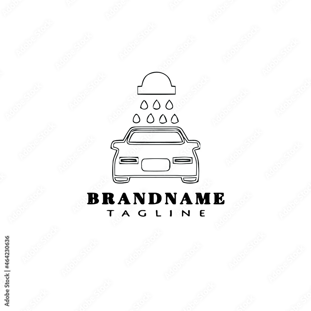 Obraz premium car wash cartoon logo template icon design black simple vector illustration