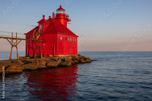 Sturgeon Bay Breakwater Lighthouse Along Lake Michigan.