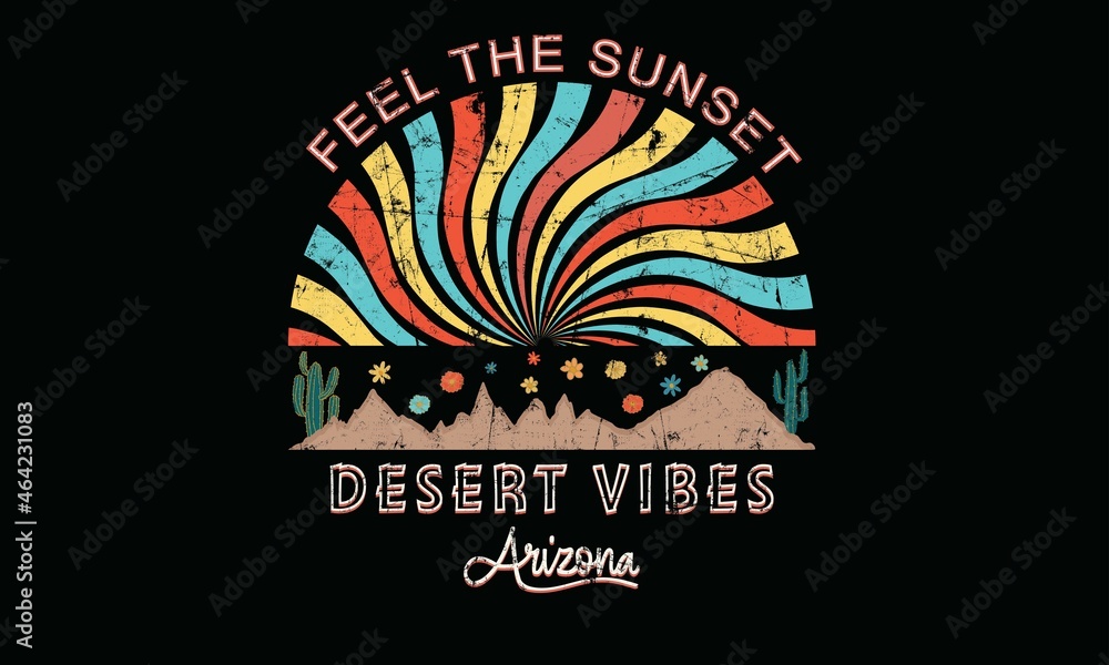 Obraz premium Arizona Cactus line vector t-shirt design. desert vibes artwork Cactus artwork for t-shirts prints, Apparel sticker ,posters and others -13