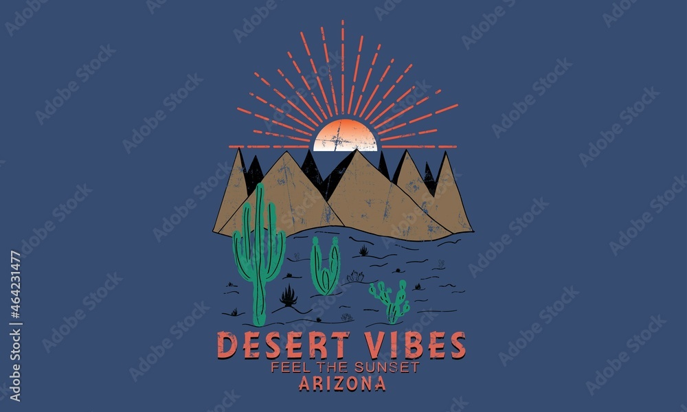 Arizona Cactus line vector t-shirt design. desert vibes artwork Cactus artwork for t-shirts prints, Apparel sticker ,posters and others -7