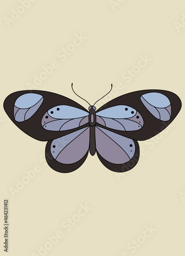 Poster with butterfly in modern, trendy colors, contemporary aesthetic background or card template