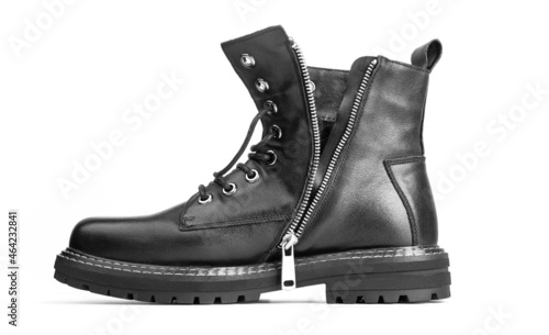Slika na platnu Black boots isolated on white