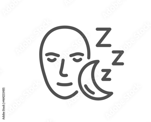 Sleep line icon. Night rest sign. Sleeping face symbol. Quality design element. Linear style sleep icon. Editable stroke. Vector