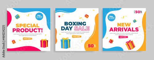 Boxing day sale cocial media post collection.