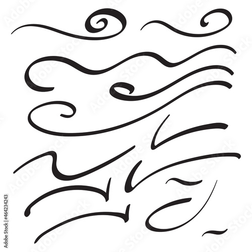 Vector set of hand drawn underline