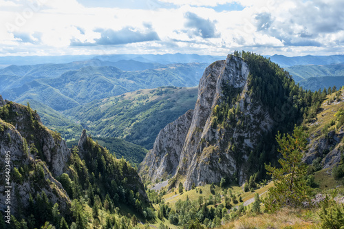 View from the peak at Scarita Belioara natural rezerve in Transylvania, Romania photo
