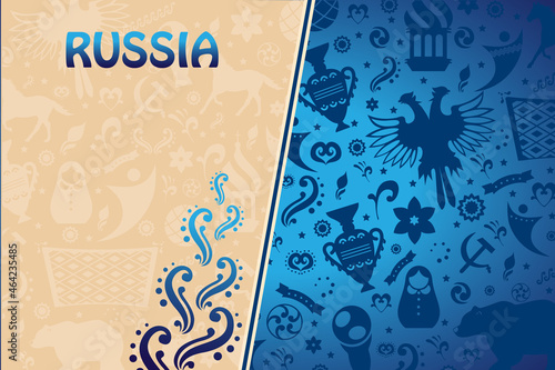 Russian pattern wallpaper isolated on red background. Modern design for web site, poster, placard, banner template and backdrop. Creative art concept, vector illustration eps 10