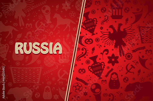 Russian pattern wallpaper isolated on red background. Modern design for web site, poster, placard, banner template and backdrop. Creative art concept, vector illustration eps 10