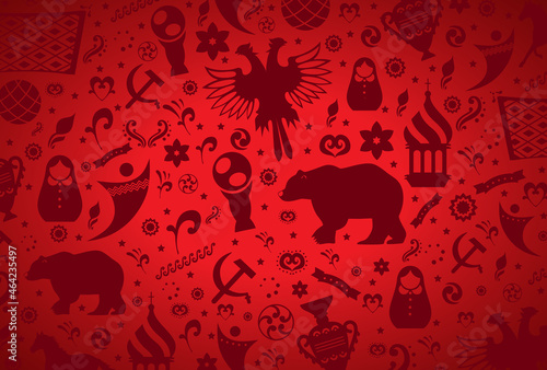 Russian pattern wallpaper isolated on red background. Modern design for web site, poster, placard, banner template and backdrop. Creative art concept, vector illustration eps 10