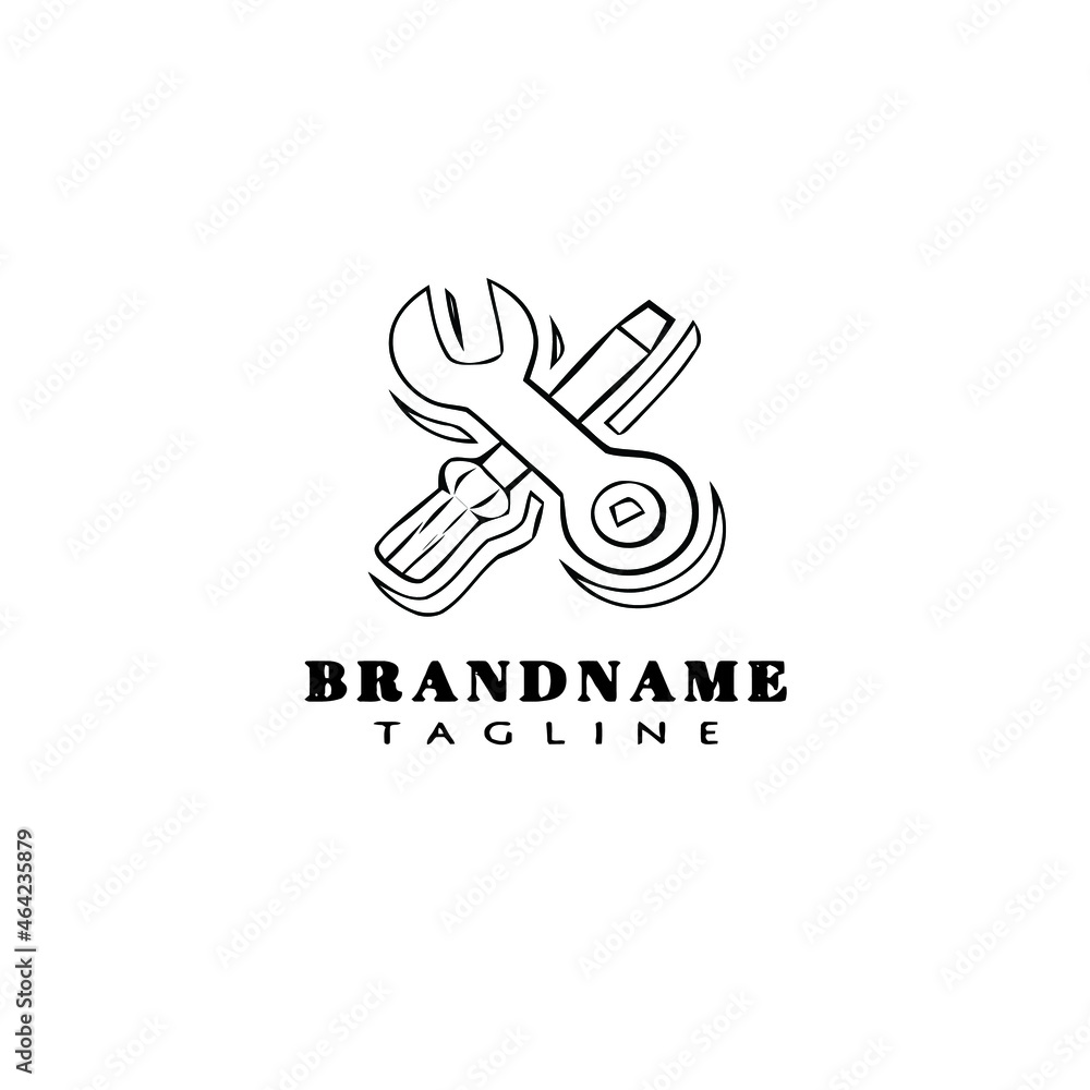 screwdriver and wrench logo cartoon icon design template black isolated illustration screwdriver and wrench logo cartoon icon design template black isolated illustration